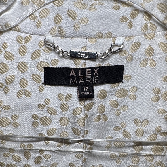 Alex Marie White & Gold Floral Textured Blazer Jacket Women’s Size 12 - Picture 2 of 13